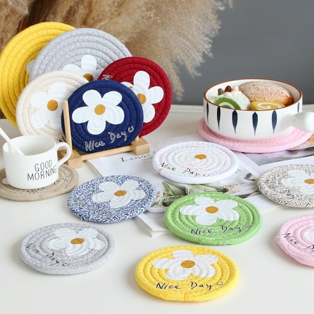 

Adorable Flower Pattern Placemat More Thicken Cute Cotton Rope Dinner Mat for Home