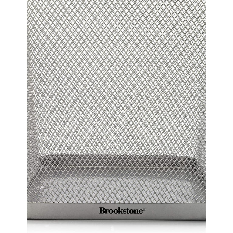 Brookstone 3 Pack Mesh Steel Trash Can for Office Home Silver