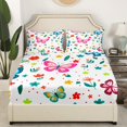 thumbnail image 3 of YST Butterfly Sheet Set For Girls Kids Cute Flower Animal Bed Sheets Set King, Butterfly Decorations Sheets Botanical Flower Pattern 3D Bedding Set, 3 of 5