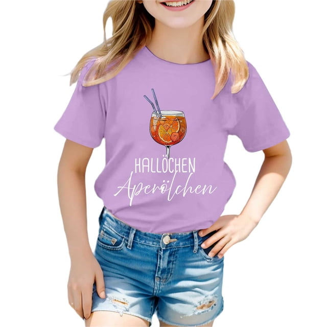 T-shirts pour Filles, Mode, Manches Courtes, Vêtements d'Été, Col Rond, 3-4 Ans, Mignons