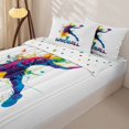 thumbnail image 3 of Homewish Watercolor Ball Player Zipper Full Size Comforter Sets with Fitted Sheet and 2 Pillowcases,Handball Print Zipper Bedding Set,White,Polkadot Reversible,4pcs, 3 of 8