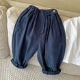thumbnail image 2 of oqasdz Boys' Pants Solid Color Elasitc Waist Baggy Pants with Slant Pockets Loose Cropped Trousers for Kids Play and Daily Wear Casual Summer, 2 of 5
