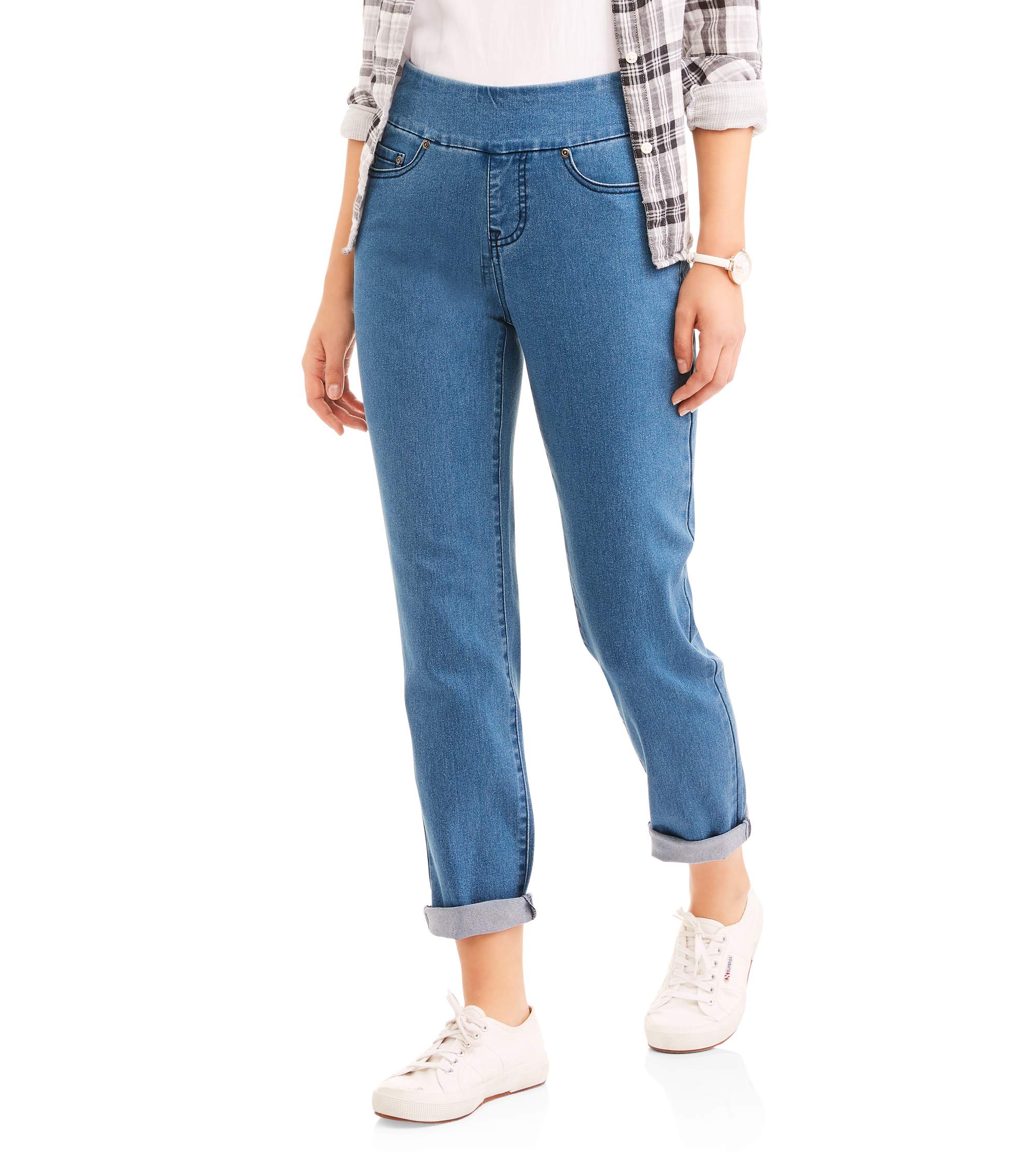 womens white stag pull on jeans