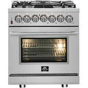 Forno Massimo 30-Inch Freestanding French Door Dual Fuel Range, 4 Burners, True Convection Oven
