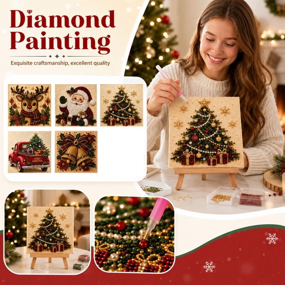 Christmas Pearl Art Kit DIY,Holiday Pearl Art Craft,Diamond Art Style Decoration Pearl Art Kits for Adults Festive Home Decor and Seasonal Christmas Wall Display