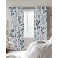 thumbnail image 4 of Blue Botanical Blackout Curtains for Bedroom Living Room Darkening Curtains 84 Inch Length 2 Panels Set Watercolor Spring Floral Summer Leaf Window Curtain Window Treatment Grommet Drapes 42"x84", 4 of 9