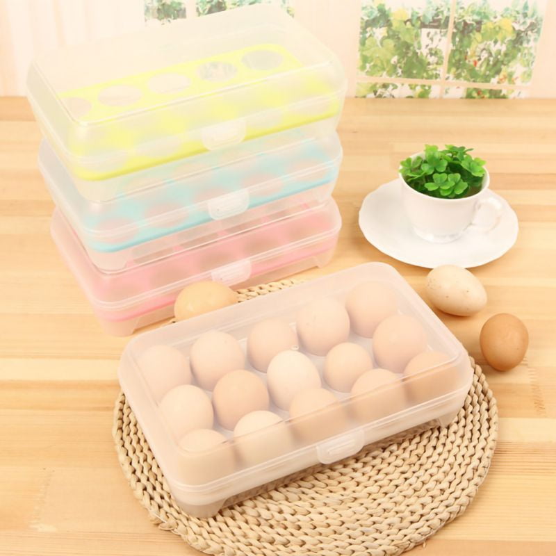 Plastic Eggs Containers(15 Eggs) Clear Deviled Tray Storage Box