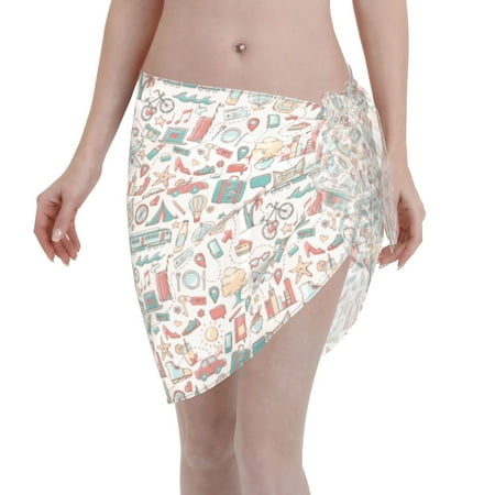 Qekee Summer Life Women s Short Sarongs Cover Ups Sheer Bikini Wraps for Swimwear