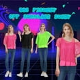 thumbnail image 6 of Women's Casual Sexy Off Shoulder T-Shirt Tops, 80s 90s Outfit Short Sleeve Oversized 80's Costume Neon Clothes, 6 of 6