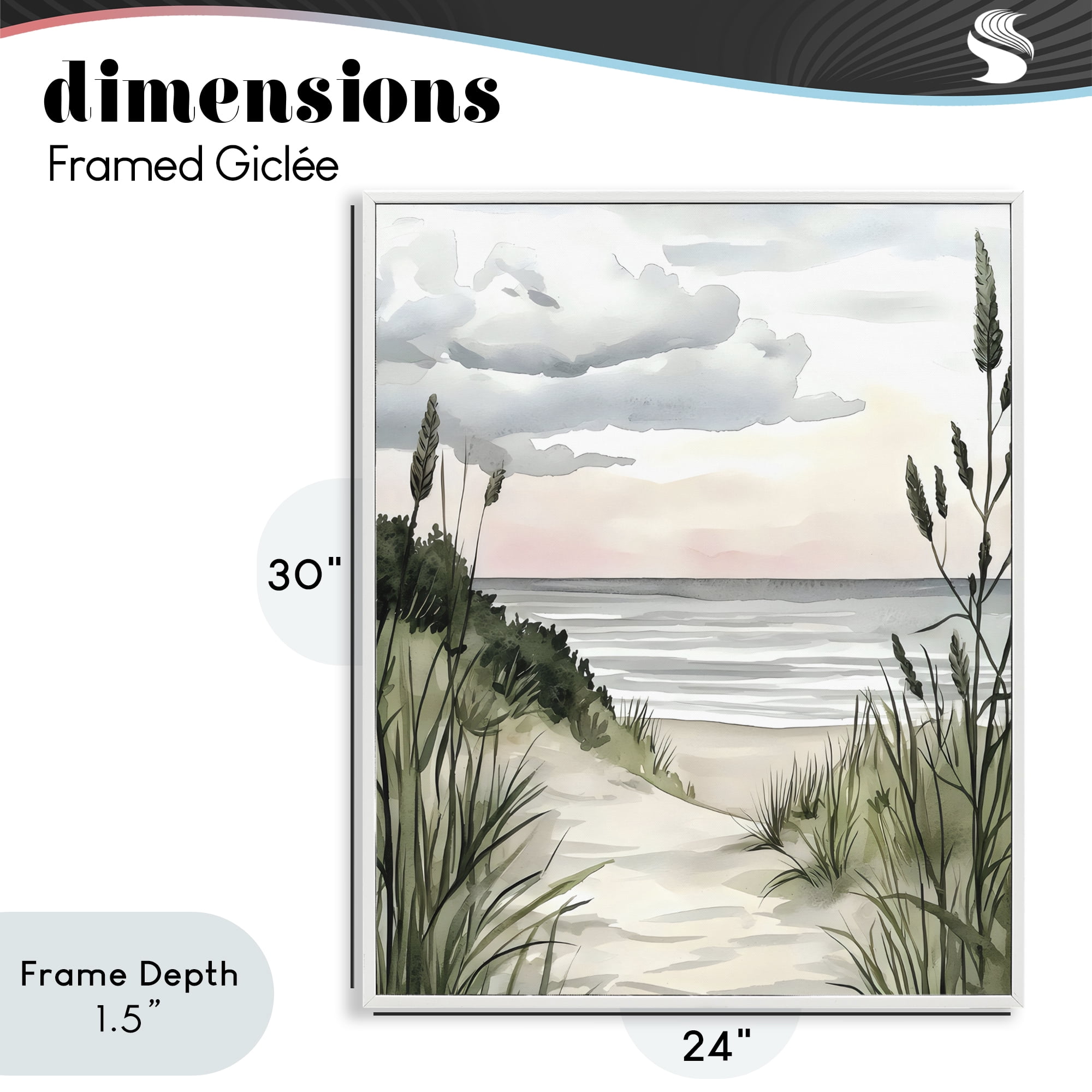 Stupell Industries Coastal Calm Seaside Dunes White Framed Giclee Art, design by Riley B