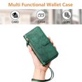 thumbnail image 4 of Funda para Oneplus 12R 5G con cremallera tipo cartera, tarjetero, marco de fotos, soporte y cordón, de piel sintética. verde, 4 of 5