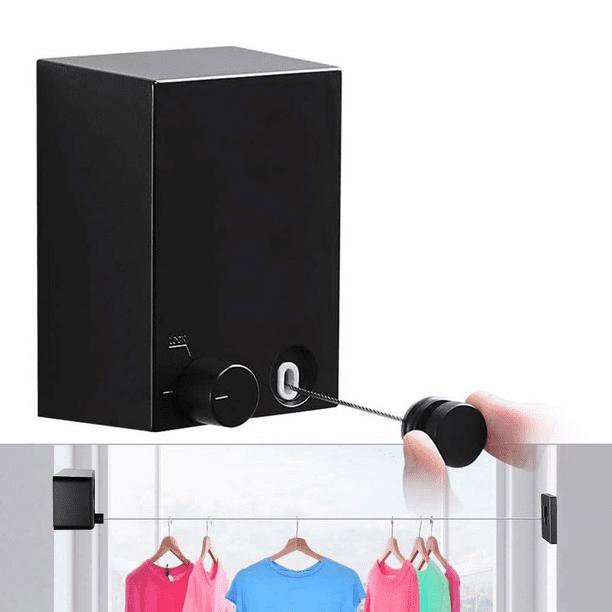 Tendedero retráctil para interiores de 13,8 pies, tendedero retráctil, tendedero para interiores (negro), tendedero retráctil para interiores, tendedero retráctil, tendedero, tendedero