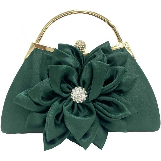 LHSHID Pochettes pour Femmes Rétro Fleur Sac à Main de Soirée Étincelant Strass Poignée Supérieure Sac à Main Gatsby
