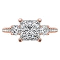 thumbnail image 6 of Auory 3.16 Carat Princess Cut Three-Stone Moissanite Classic Engagement Ring in 18K Rose Gold Plating for Women, 6 of 10