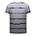 thumbnail image 4 of DDAPJ pyju Mens Striped T-shirts Gradient Color Casual Hipster Tee Tops Big and Tall Man Short Sleeve Crewneck Graphic Tees Cool Streetwear Gray M, 4 of 6
