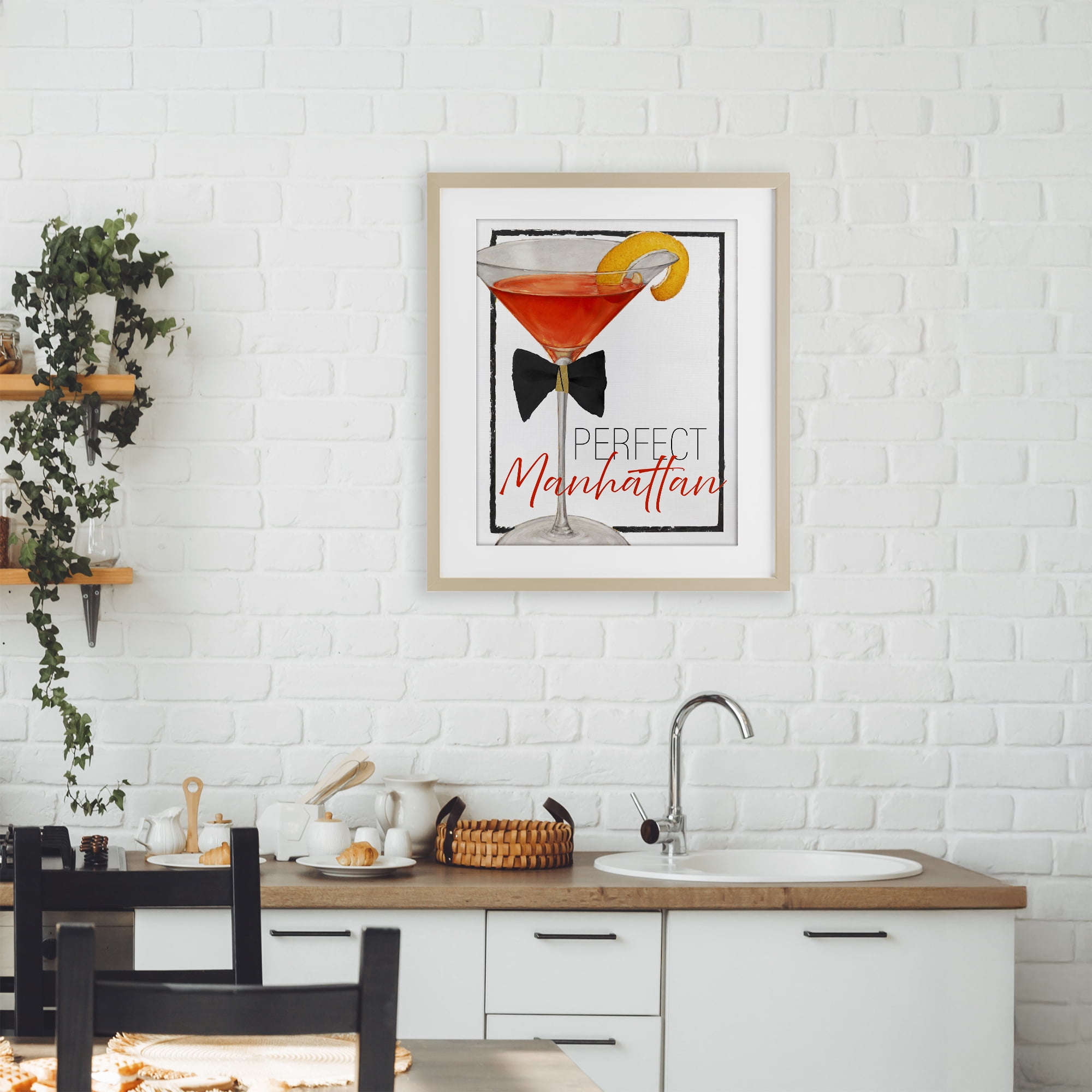 Stupell Industries Perfect Manhattan Cocktail Birch Framed Print Under Glass, design by Lorenzo Collective