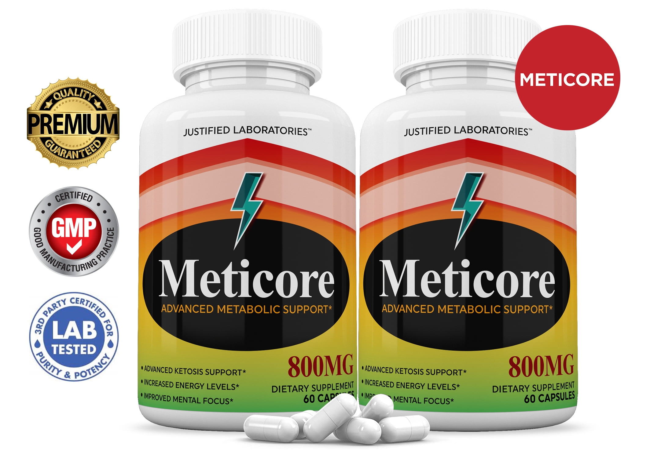 (2 Pack) Meticore Keto Pills Ketogenic Supplement Includes goBHB Apple