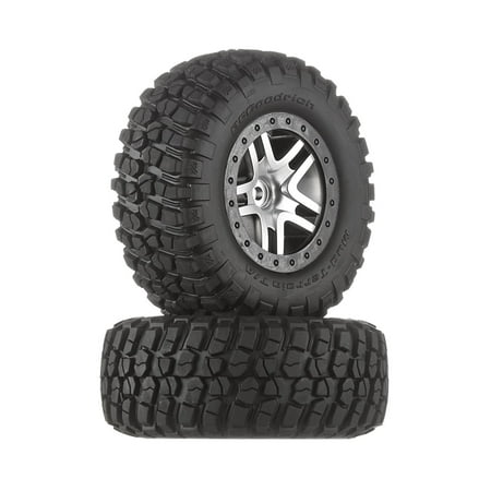 Traxxas 6873 BF Goodrich Mud Terrain T/A KM2 Tires Pre-Glued on Satin Chrome, Black Beadlock-Style Wheels (Best Deals On Wheels And Tires)