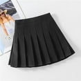 thumbnail image 2 of Girls Women's School Uniform Skirt, A-line Mini Solid Color Pleated Skirt Black, 2 of 4