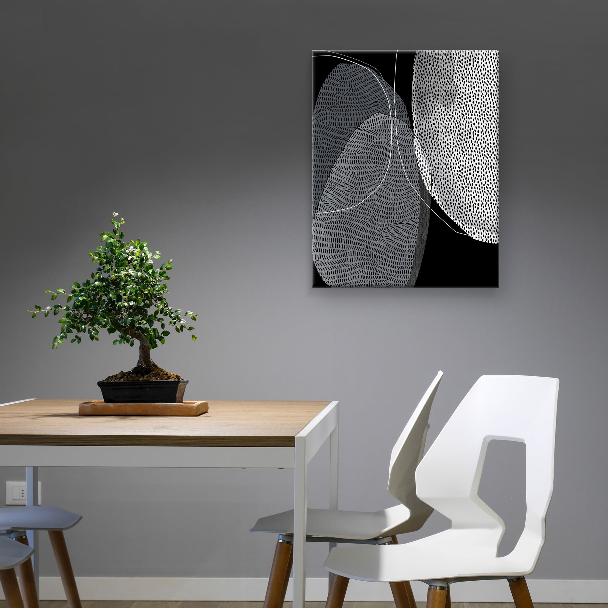 Masterpiece Art Gallery Strategy In Motion Black & White Abstract By Belle Maison Canvas Art Print 22" x 28"