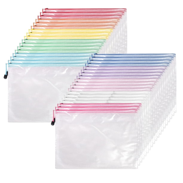 Bolsa para Documentos de con Cremallera 10 Colores Tamaño Carta A4, Impermeable Documentos, 36 Piezas