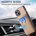 thumbnail image 3 of Carbon Fiber Patterned Case Compatible with iPhone 13, Wallet Case with Card Holder, 360°Rotation Ring Holder Stand, PU Leather Card Slots Protective Cover For iPhone 13, Khaki, 3 of 8