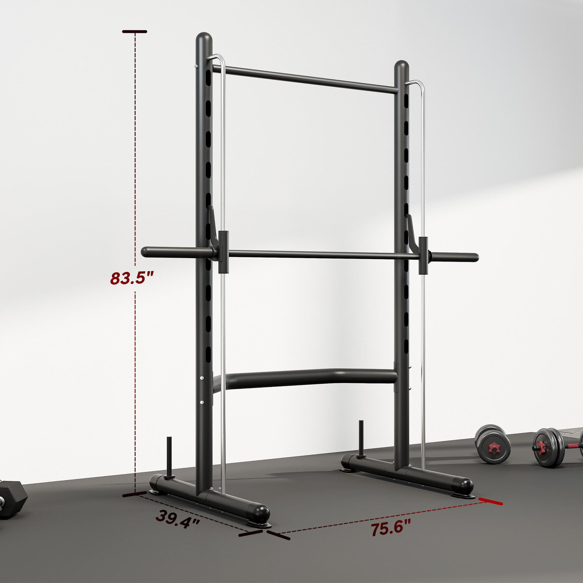 Demi Bonn Multi-Function Squat Rack with Pull Up Bar & Barbell Bar - Adjustable Bench Press Half Rack for Weight Lifting ,Black