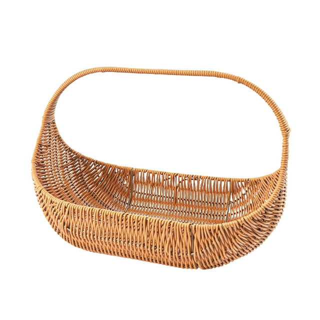 Ochine Wicker With Handle Wedding Flower Girl Wicker Picnic Fruit Bread Rattan Multipurpose Woven Serving Vegetables Kitchen 38Cm Utility