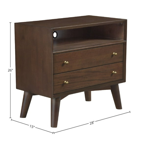 Alpine Furniture Flynn Large Nightstand in Walnut