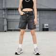 thumbnail image 5 of OYXSER Girls Jean Shorts Baggy Wide Leg Cute Retro Washed Denim Shorts for Teen Girl Trendy Y2k Vintage Bermuda Jorts, Black 11-12Y, 5 of 7