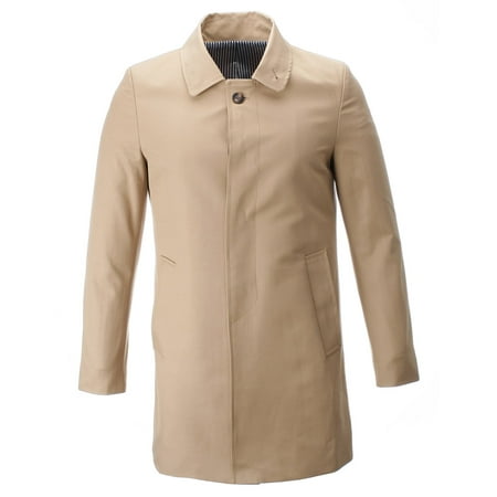 Mens Classic Single - FLATSEVEN Mens Classic Slim Fit Single Breasted Trench Coat Cotton (CT307)
