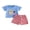 Blue, variant on BemeyourBBs Toddler Baby Boy 4th of  July Outfit Newborn Baby Memorial Day Independent Day Outfit Patriot Dog Flag Embroidery Short Sleeve T-shirt with Plaid Shorts Set Baby Boys Summer Clothes