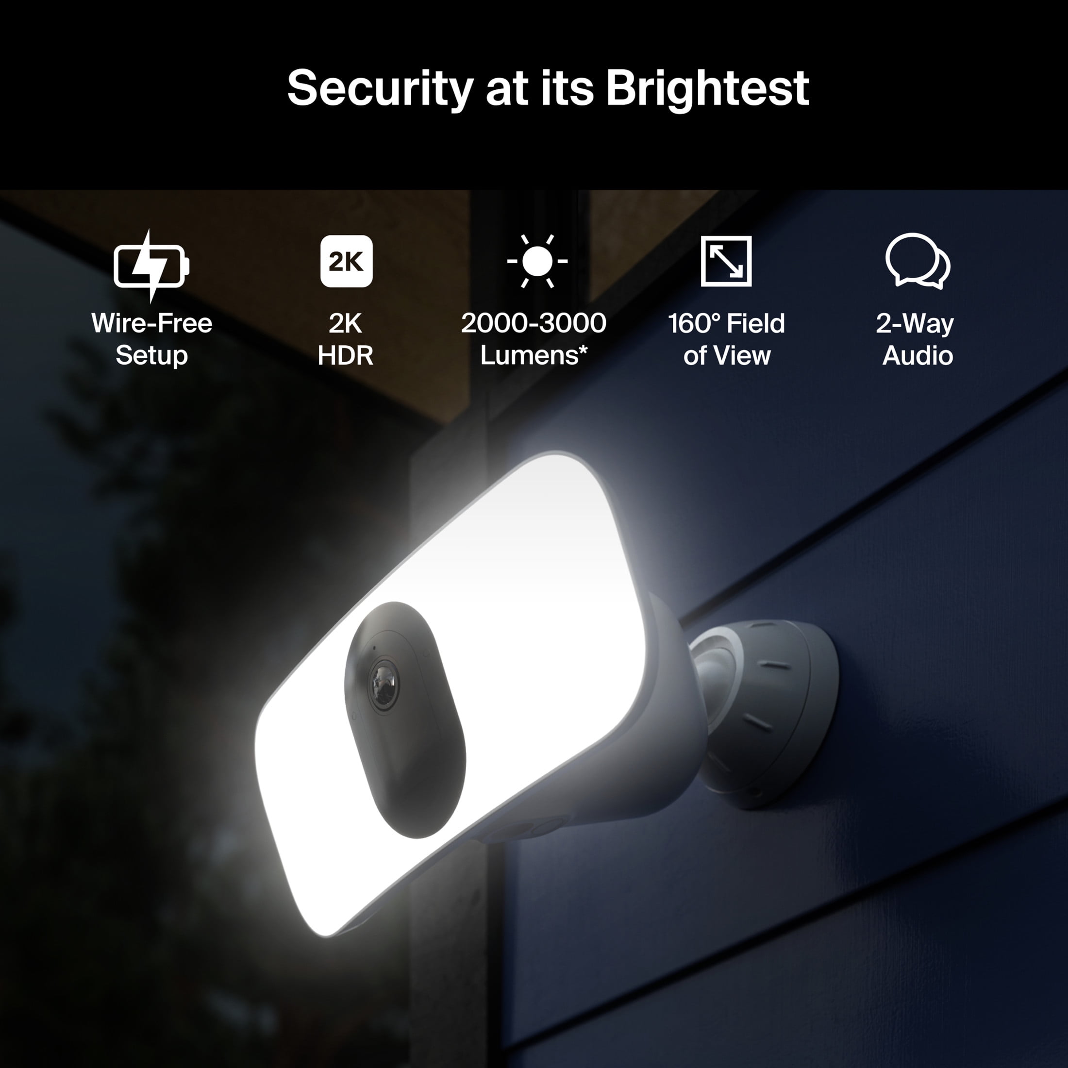 Arlo Pro 3 Wireless Floodlight Security Camera - 2K HDR Video, Battery Powered, 2000 - 3000 Lumens, 1-Cam