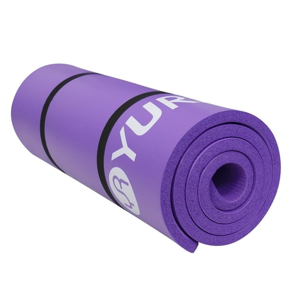 Tapete de Yoga Gruesa de 1/2 Pulgada de Estiramiento de Pilates, Tapetes de Ejercicio de Espuma de Alta Densidad, Color Morado con Bolsa
