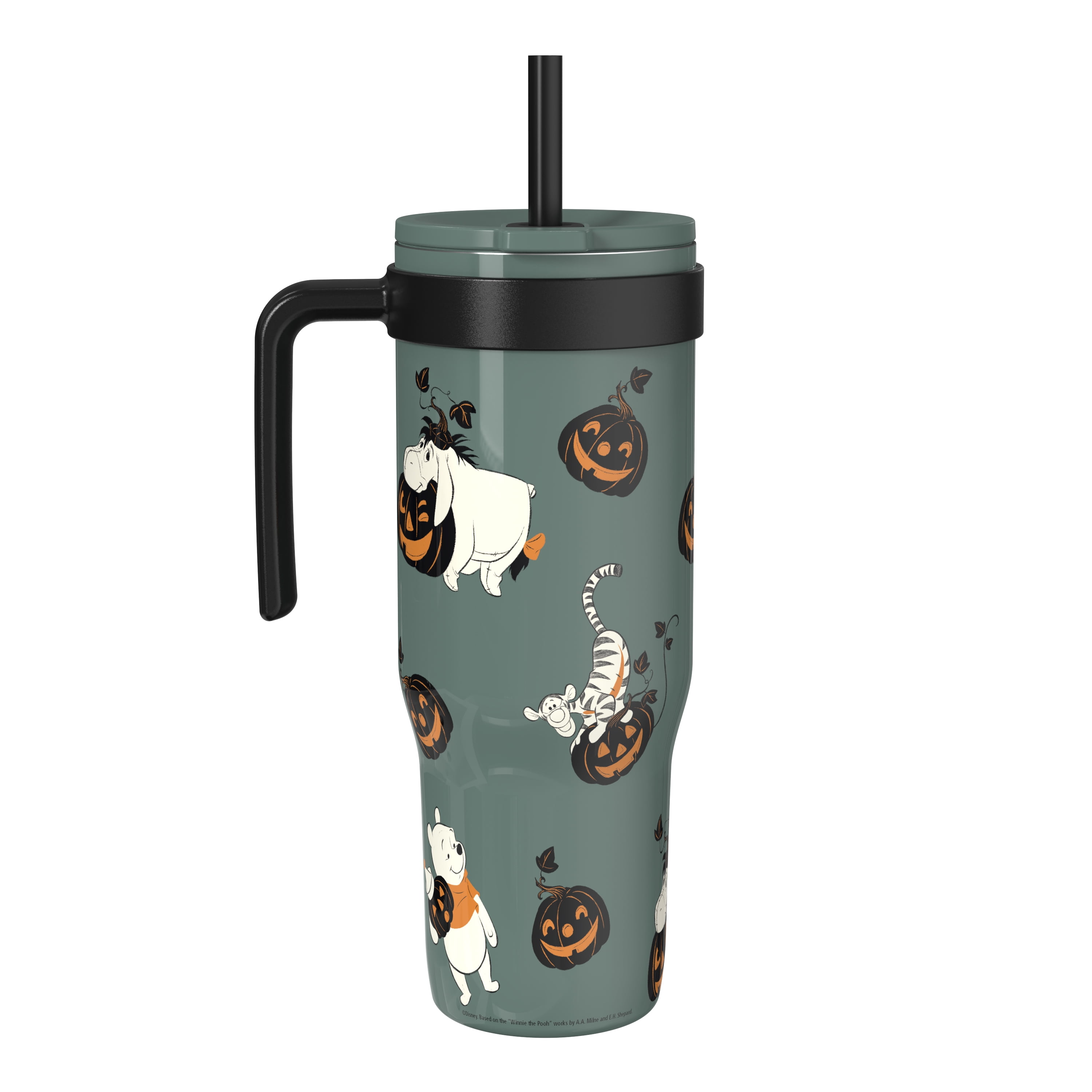 Zak Designs 30oz SS Straw Tumbler with a Handle, Green Pooh