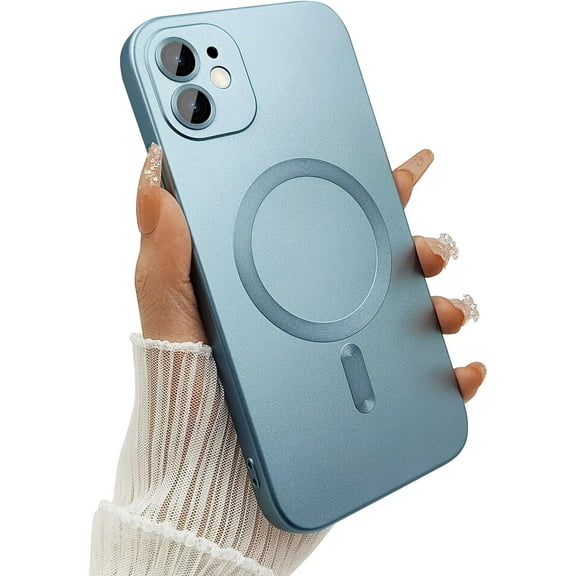Magnetic Case for iPhone 11 Phone Case for Women/Men, Shockproof Matte Luxury Soft Metallic Luster Design with Full Camera Lens Protector, Compatible with Magsafe Case for iPhone 11 6.1"-Blue