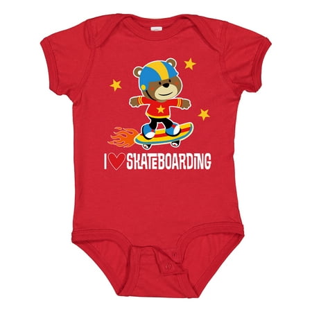 

Inktastic Skateboard I Love Skateboarding Gift Baby Boy Bodysuit