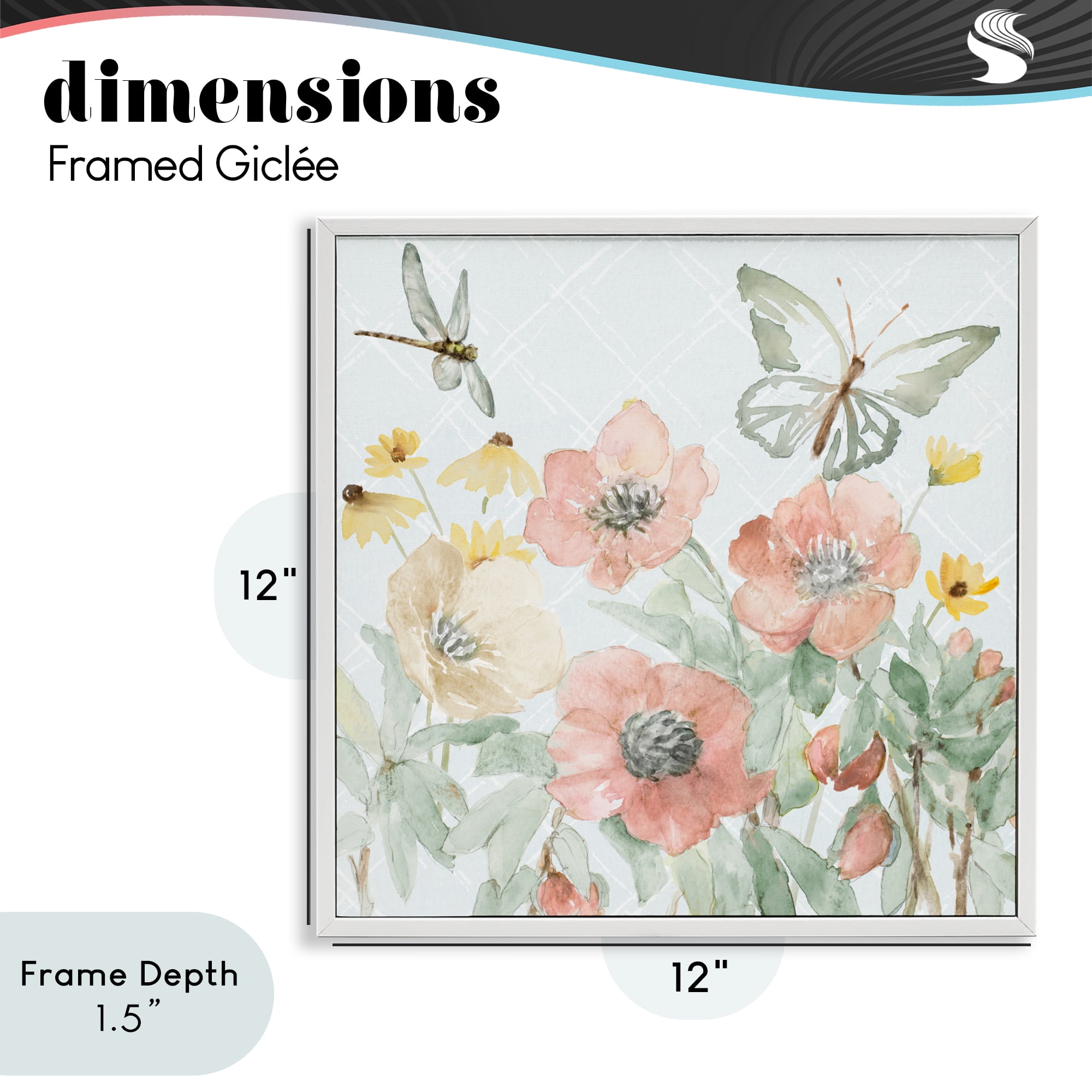 Stupell Industries Garden Joy Butterflies White Framed Giclee Art, design by Lanie Loreth