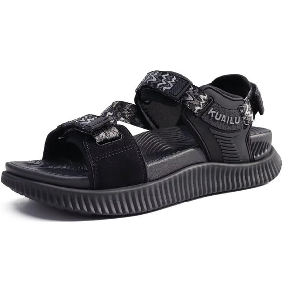 Sandalias para caminar KuaiLu para mujer con soporte en arco, color negro, talla 8