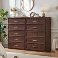 thumbnail image 5 of Joaxswe 5 Drawer Walnut Vertical Dresser, Wood Storage Cabinet with Easy Pull Out Handles for Living Room, Chest of Drawers for Bedroom, 5 of 12