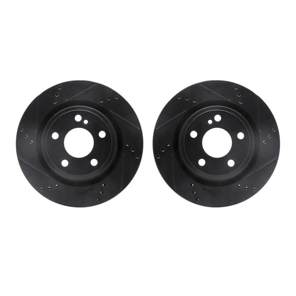 Dynamic Friction Company Rear Brake Rotors-Drilled and Slotted-Black 8002-63113