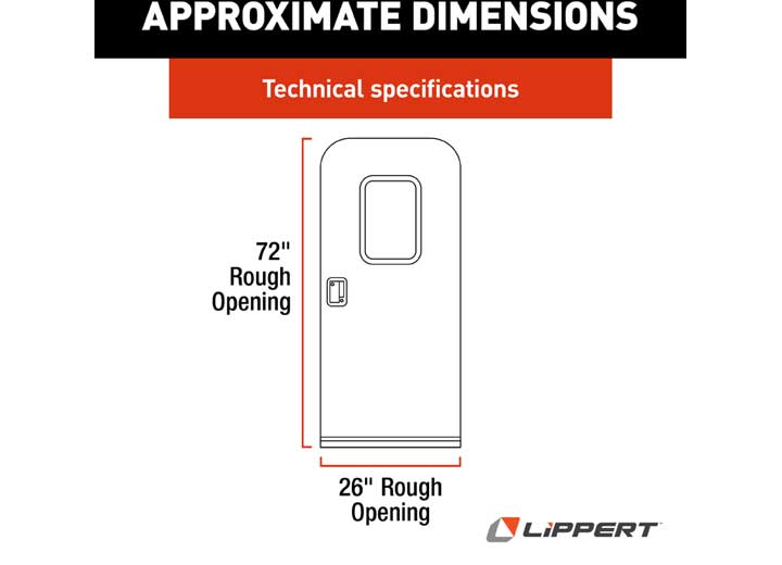 Lippert Components V000431028 - 26"W x 72"H White Oblong Entry Door