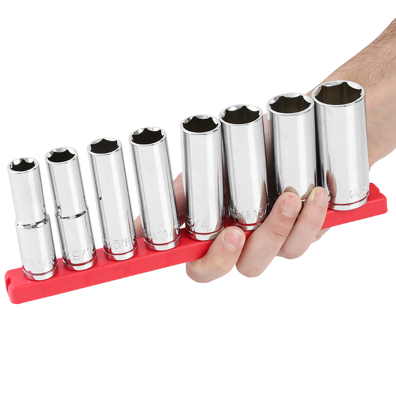 Hyper Tough 9-Piece 1/2 in Drive Deep SAE Socket Set, Model 5833
