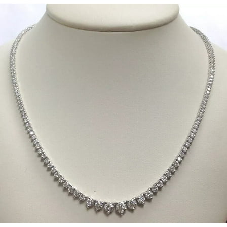 4MM 12.25 Ct. Round Lab Created Diamond Tennis Necklace 14K White Gold Plated Silver