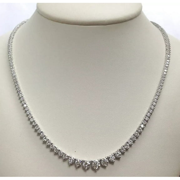 4MM 12.25 Ct. Round Lab Created Diamond Tennis Necklace 14K White Gold Plated Silver