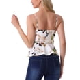 thumbnail image 3 of INSPIRAR CHIC Blusa sin mangas de flores para mujer, top de tirantes, cuello en V, cintura con lazo, peplum, M Blanco Verde, 3 of 6