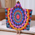 thumbnail image 5 of Colorful Tie Dye Peacock Mandala Pattern Hooded Bath Towel，60"x35" for Ages 3 To 12 Kids, Quick Dry Lightweight Soft Microfiber Hood Beach Towel Cover Up for Kids, 5 of 7
