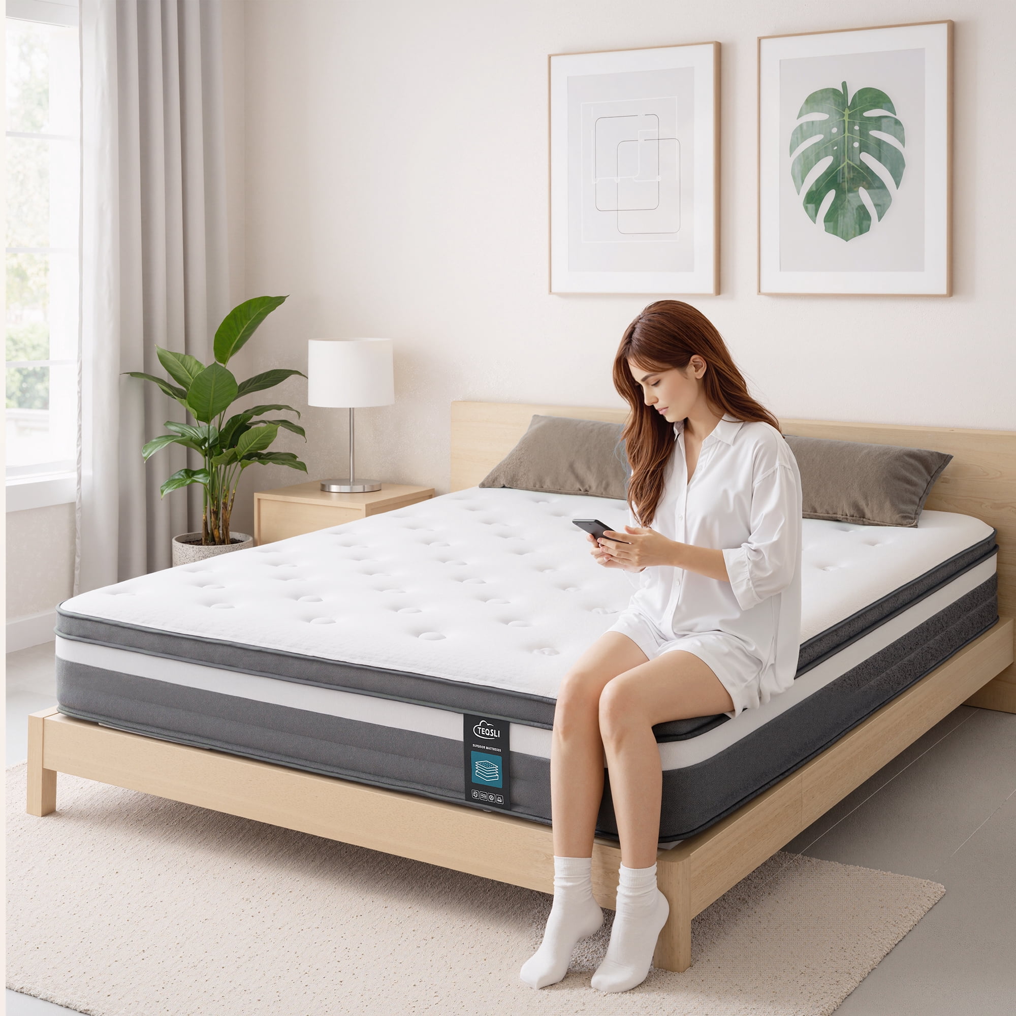 Spanspace 12" Twin Gel Memory Foam Hybrid Mattress with Pocket Springs, Medium Comfort, Pressure Relief and Motion Isolation, CertiPUR-US Certified, 100-Night Trial