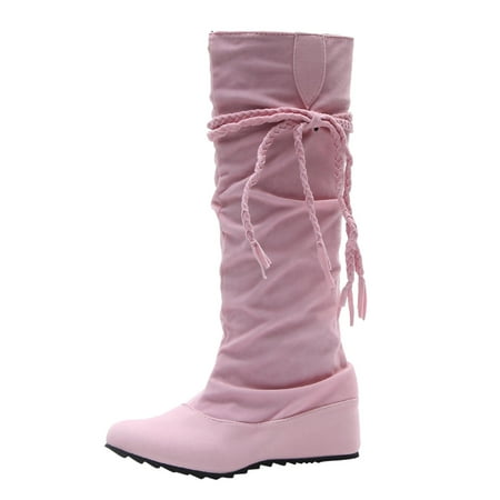 

QYZEU Womens Boots Mid Calf High Heel Womens Suede Booties And Boots Size 8 Plus Size Boots Tassel Boots Round Increased Toe Fashion Women S Inner Boots High Women S Boots