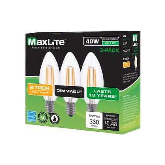 LED FILAMENT LAMP 4W B10 80 CRI 2700K DIM E12 - 3 PACK